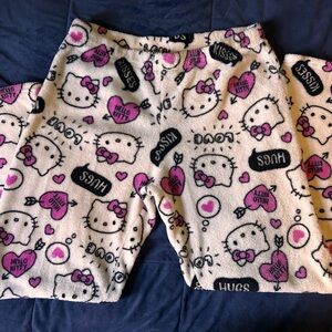 Hello Kitty White Plush Lounge Shorts with Pink & Black Accents